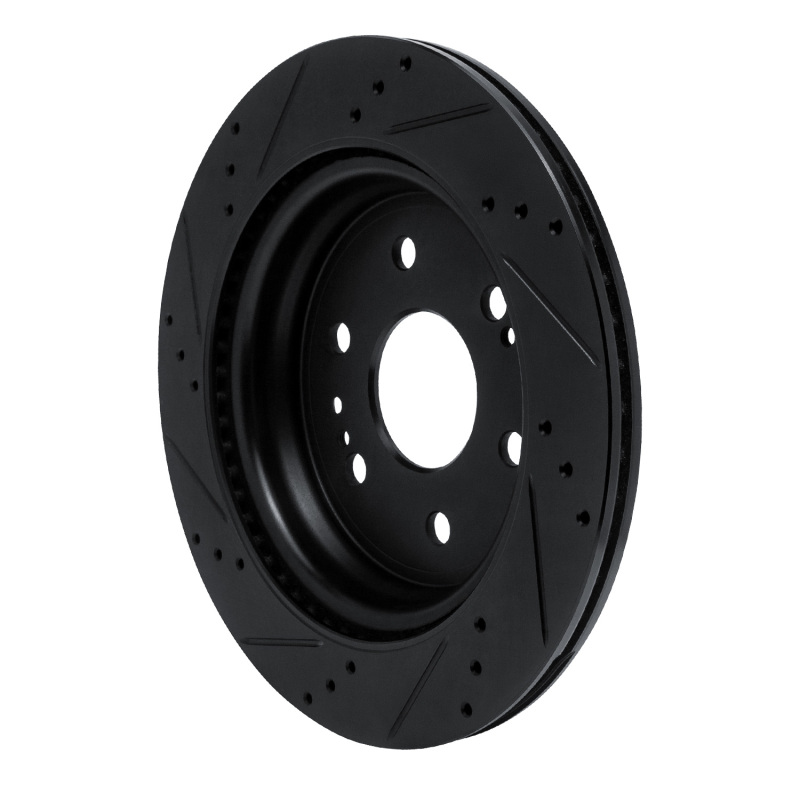 Cadillac Escalade ESV Brake Rotor (1) - Rear Right - R1 Concepts - Drilled & Slotted - Black - `19-`25